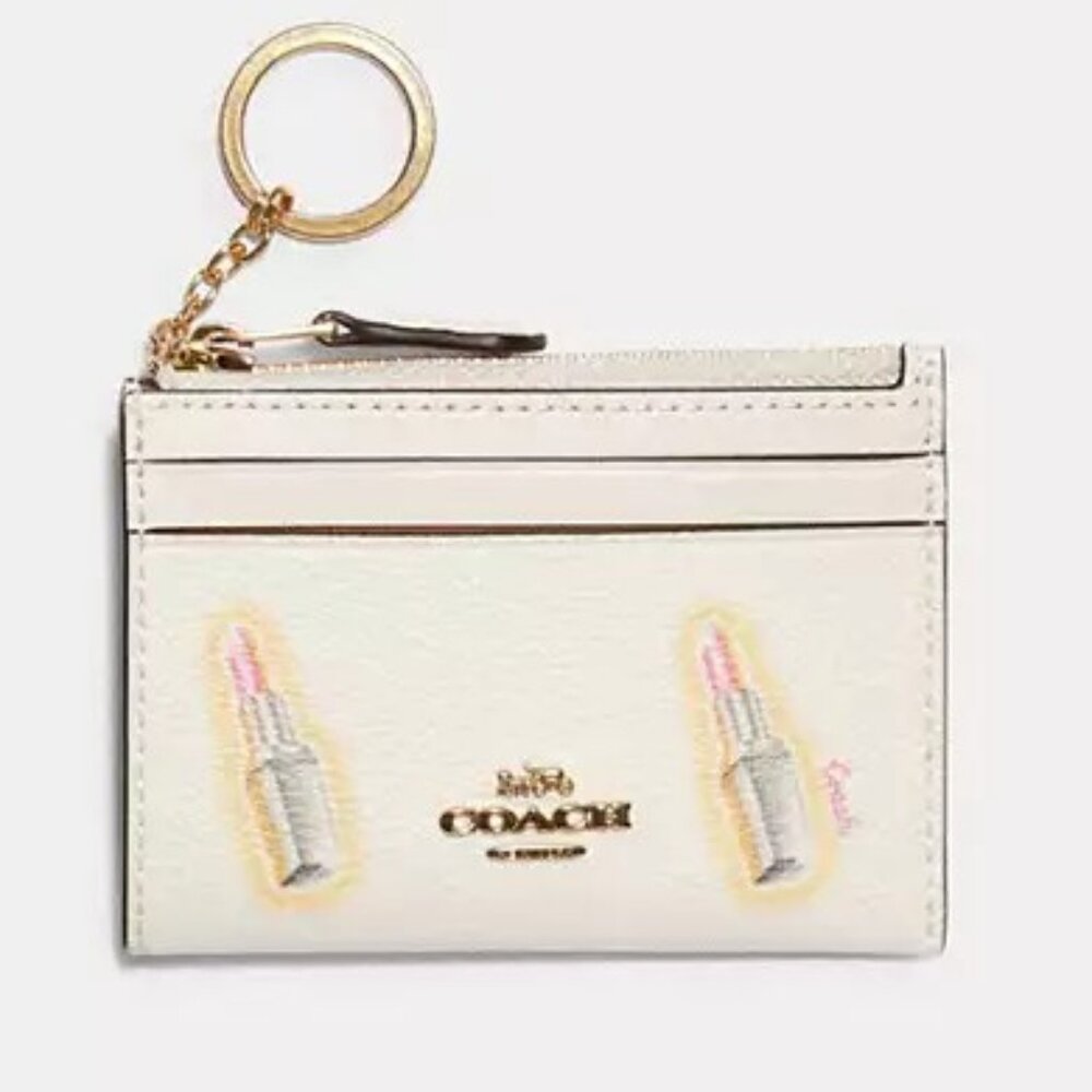 NWOT Coach  Mini Skinny Id Case With Lipstick Print Card Holder